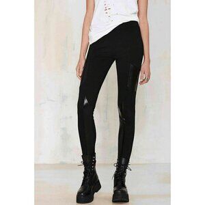 Nasty Gal  Black Vegan Panel Leather Leggings S